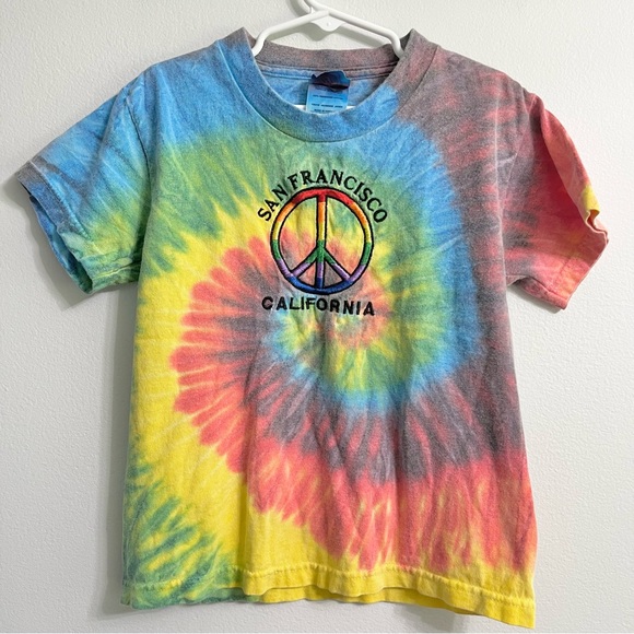 San Francisco, CA on Delta Proweight Tie Dyed T Shirt Tee Peace Sign Small 6-8y - Picture 2 of 6
